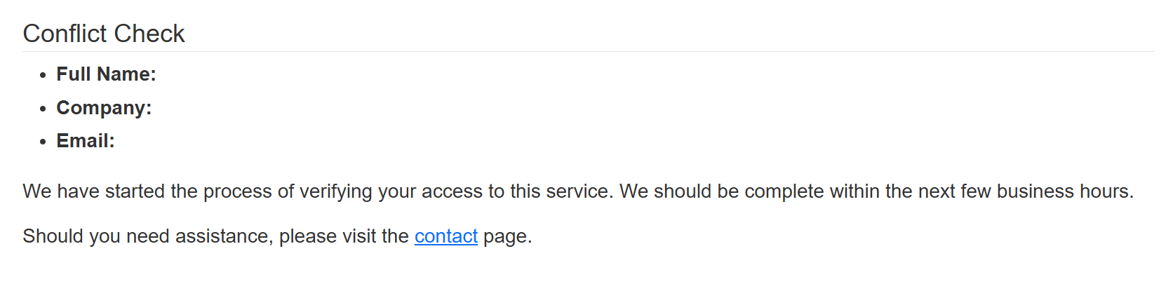 Conflict Check Pending View